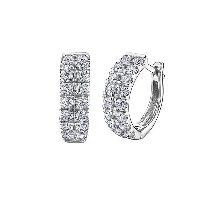 10K White Gold Diamond Huggies Style Earrings 0.75ctw