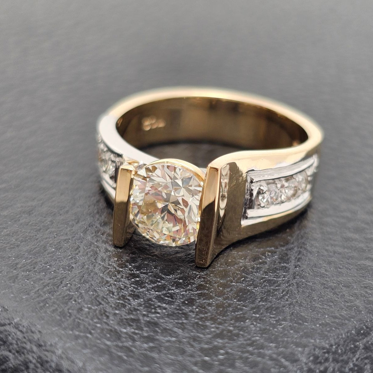 Custom 14K 1.80ct Two-Tone Wide Diamond Ring