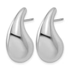 Silver Full Teardrop Post Earrings with Rhodium Plating