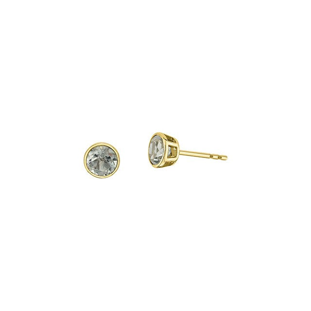 10K Yellow Gold 5mm White Topaz Bezel Stud Earrings