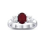 18K White Gold Oval Ruby & Diamond Ring Size 6