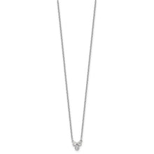Sterling Silver Rhodium Plated 3-CZ Necklace