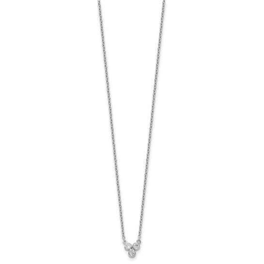 Sterling Silver Rhodium Plated 3-CZ Necklace