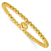 Sterling Silver GP Heart Beaded Stretch Bracelet