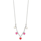 Silver Enameled Hearts Children's 14" Necklace