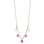 Silver Enameled Hearts Children's 14" Necklace
