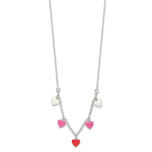 Silver Enameled Hearts Children's 14" Necklace
