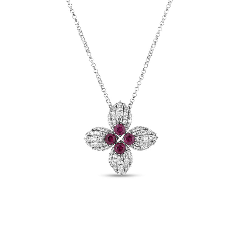 Roberto Coin 18KW Love in Verona Flower Necklace