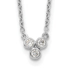 Sterling Silver Rhodium Plated 3-CZ Necklace