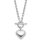 Sterling Silver Polished Heart Toggle Necklace