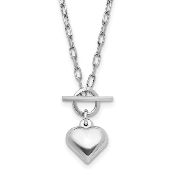 Sterling Silver Polished Heart Toggle Necklace