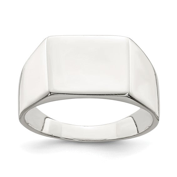 Sterling Silver Solid 9x11mm Engraveable Signet Ring, Size 8