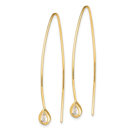 Silver Gold-tone Threader Earrings with CZ