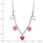 Silver Enameled Hearts Children's 14" Necklace