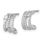 Sterling Silver Beaded CZ C-Hoop Earrings