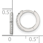 Sterling Silver Polished CZ Hinged Hoop Earrings