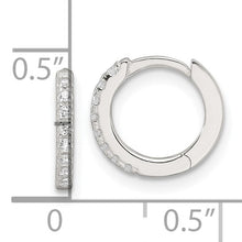 Sterling Silver Polished CZ Hinged Hoop Earrings