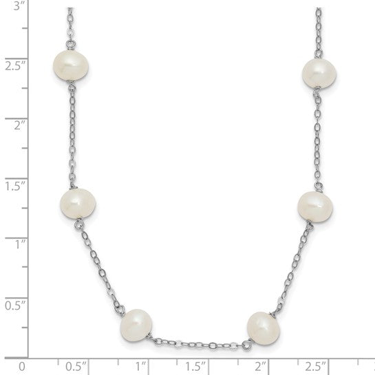 Silver 16" 12-Station 6-7mm Fresh Water Pearl Necklace