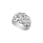14K White Quilted Domed Canadian Maple Leaf Diamond Ring