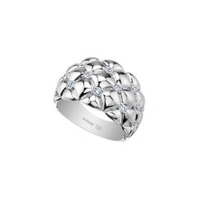 14K White Quilted Domed Canadian Maple Leaf Diamond Ring