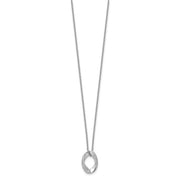 Silver 16.5" Oval Brush/Polish Necklace