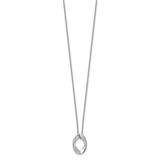 Silver 16.5" Oval Brush/Polish Necklace