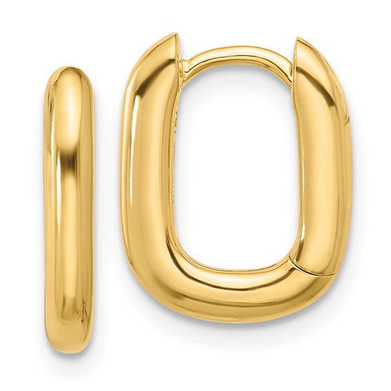 Silver Goldtone Square Puff Hinged Hoops 15mm