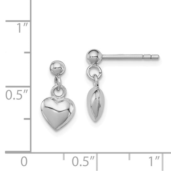 Sterling Silver Polished Heart Dangle Earrings