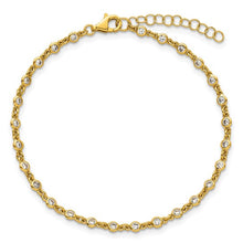 Sterling Silver Polished CZ Station Bracelet