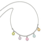 Sterling Silver Enameled Flowers Children's Necklace