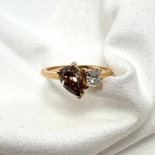 14K Yellow Gold 1.00ct Pear Brown Diamond Ring Size 6.25