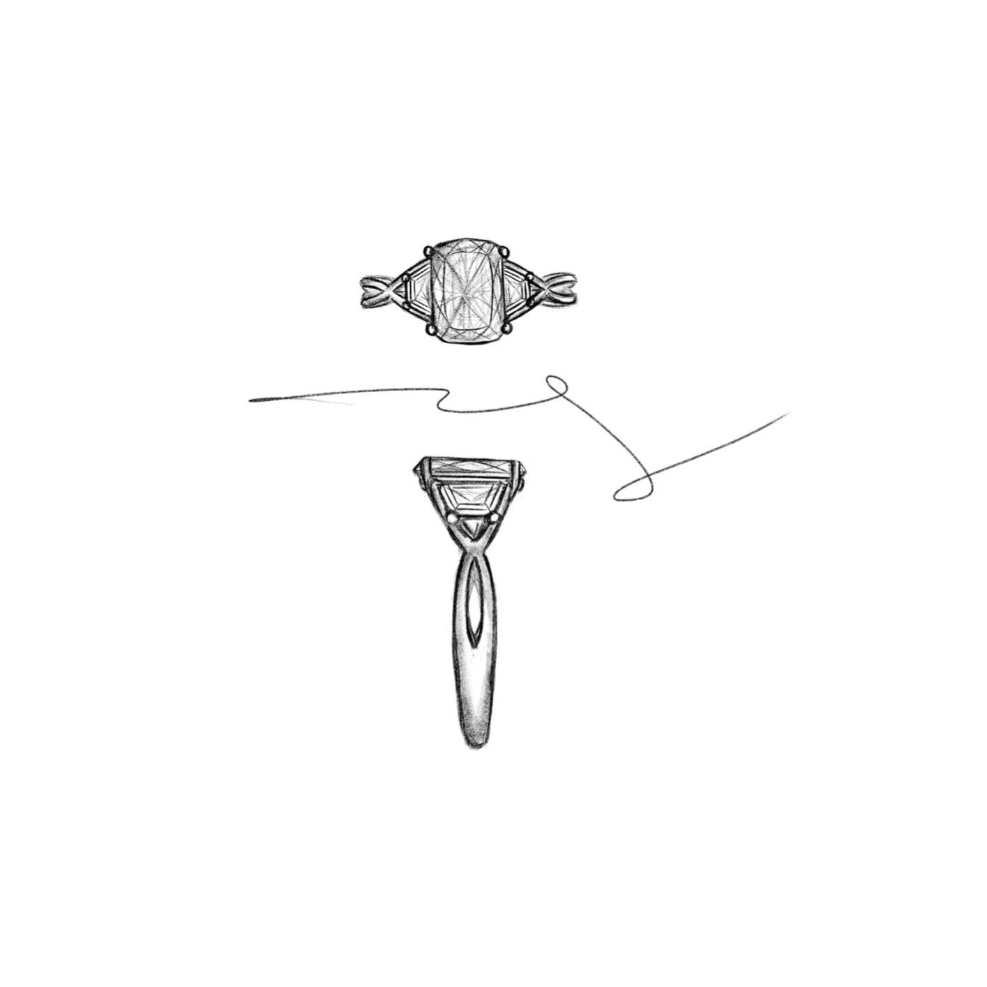 Platinum 2.34ct Cushion Lab-Grown Diamond 3-Stone Ring
