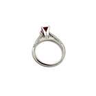 Custom 14K White Gold Lab Ruby & Diamond Ring Size 6