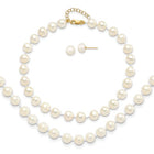 14K Yellow Gold 6-7mm Fresh Water Pearl Necklace, Bracelet & Stud Set