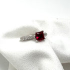 Custom 14K White Gold Lab Ruby & Diamond Ring Size 6