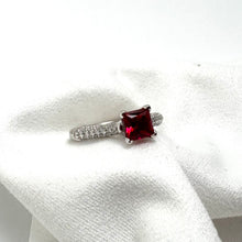Custom 14K White Gold Lab Ruby & Diamond Ring Size 6