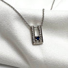 14K White Gold Sapphire & Diamond Necklace 18-Inch