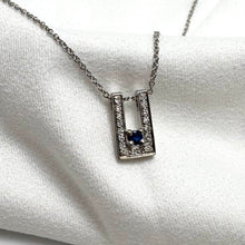 14K White Gold Sapphire & Diamond Necklace 18-Inch