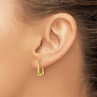 10K Yellow Gold Polished Fancy Knife Edge Hoops, 12x15mm