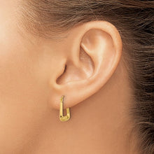 10K Yellow Gold Polished Fancy Knife Edge Hoops, 12x15mm
