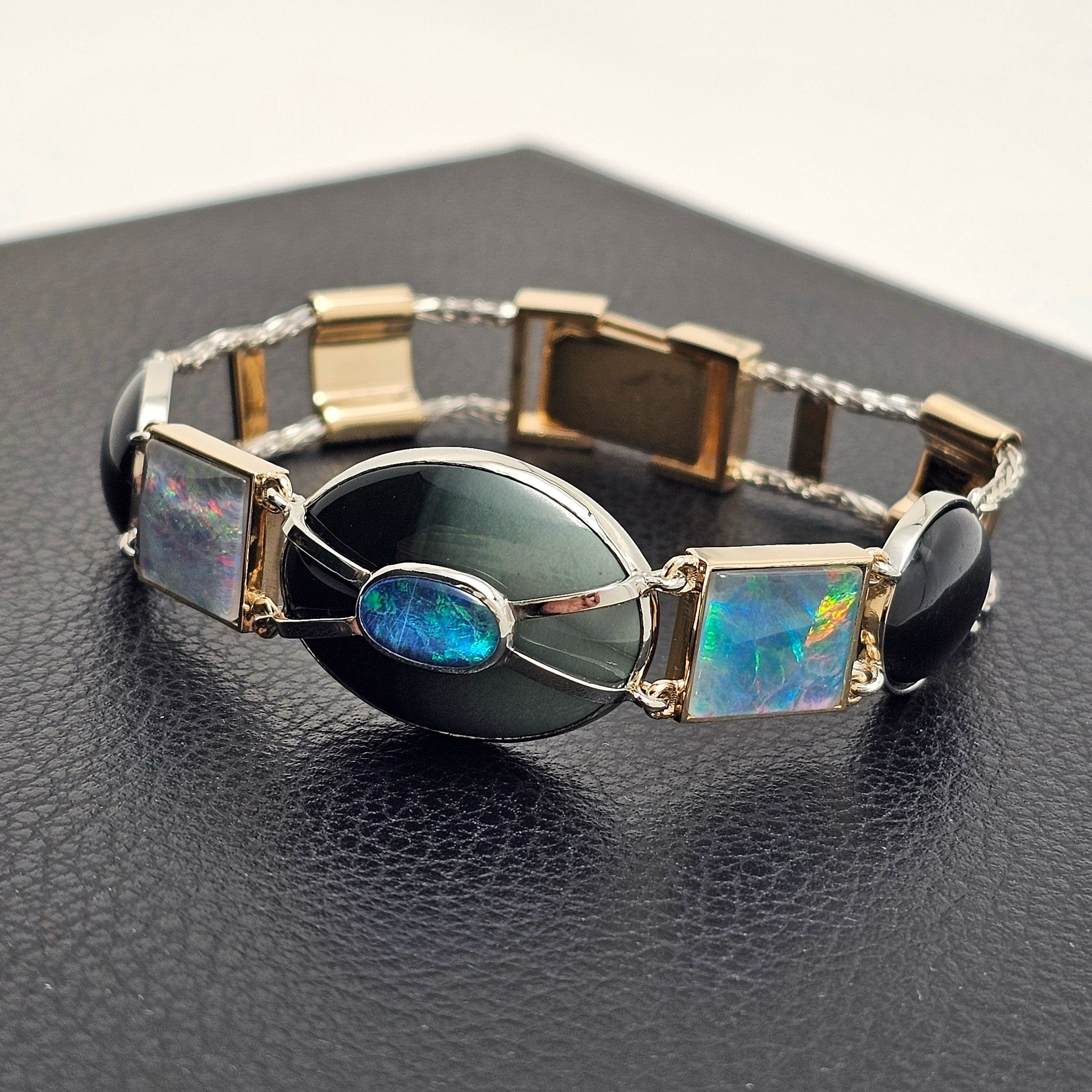 Custom 14K Two-Tone Gold Multi-Stone Bracelet Mount