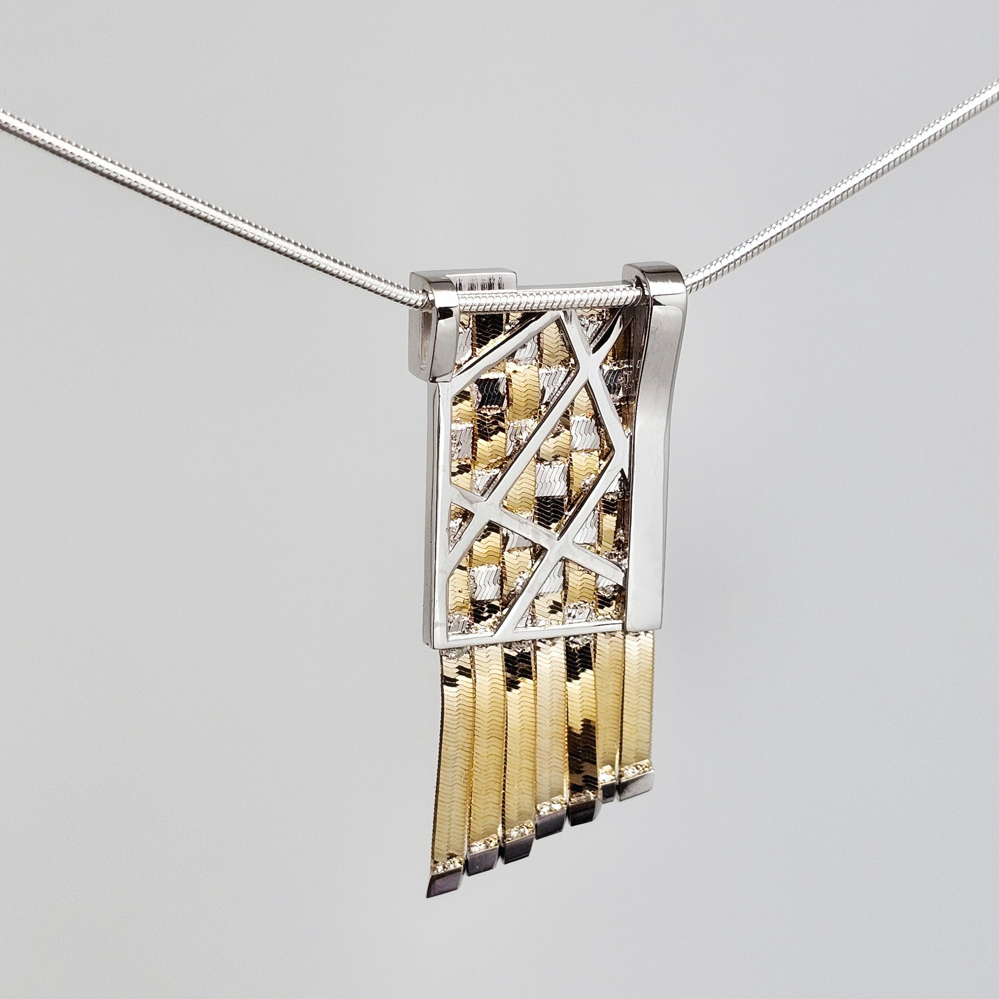 Sapphire & Diamonds Basket Weave Necklace