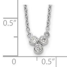 Sterling Silver Rhodium Plated 3-CZ Necklace