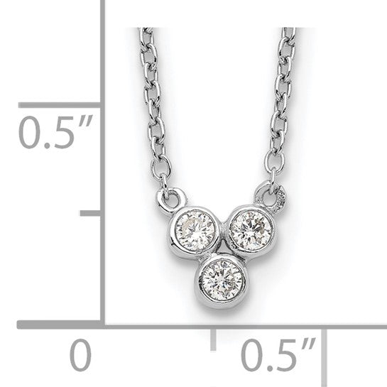 Sterling Silver Rhodium Plated 3-CZ Necklace