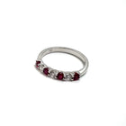 18K White Gold Alternating Ruby & Diamond Ring Size 6.5