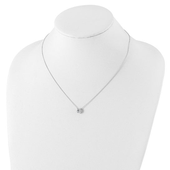 Silver Bezel 9mm CZ 18" Necklace