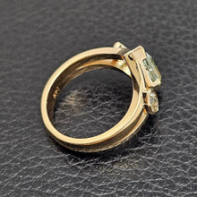 Custom 14K Yellow Gold Shield and Marquise Green Sapphire Ring