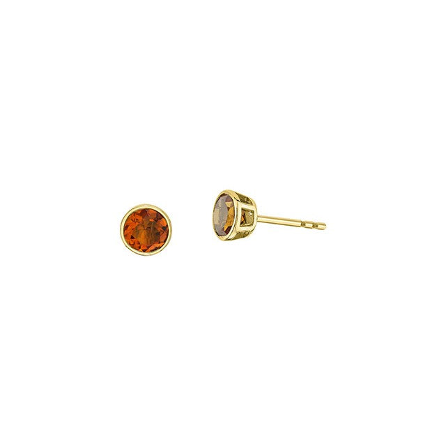 10K Yellow Gold 5mm Citrine Bezel Stud Earrings