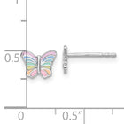 Sterling Silver Rainbow Enamel Butterfly Children's Post Earrings