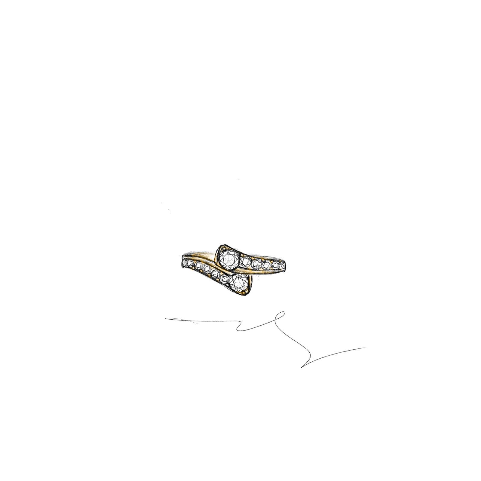 Custom 14K Yellow Gold Bypass Ring Mount for Diamonds